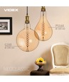 E27 8W dimbar LED pære - PS160, spiral filament, amber glass, 1800K, 500lm