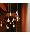 E27 8W dimbar LED pære - PS160, spiral filament, amber glass, 1800K, 500lm