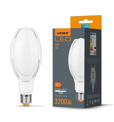 E27 30W LED pære - 3200lm, 4000K, 330 grader, industriell, Ra80