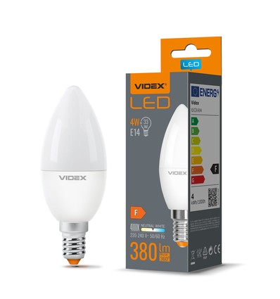 E14 4W LED kronepære - C37, 380lm, 4000K, matt glass