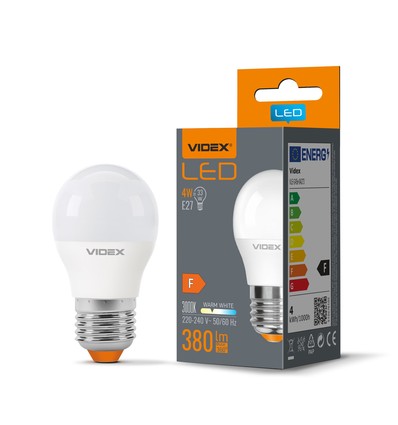E27 4W LED kronepære - G45, 380lm, 3000K, varm hvit