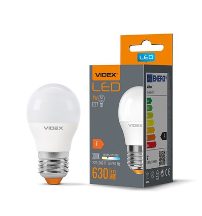 E27 7W LED kronepære, RA90 - G45, 3000K, flicker free, erstatter 50W