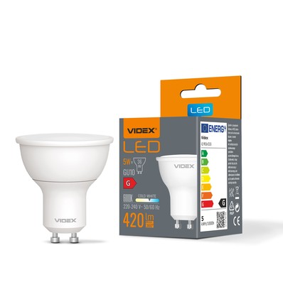 GU10 5W LED pære - MR16, 420lm, 120 grader, 6000K kald hvit