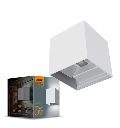 6W opp/ned vegglampe - IP54, 2700K, hvit, opp/ned lys, inkl. lyskilde
