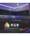 V-Tac 7W/m RGB LED stripe, komplett sett - 5m, 60 LED per meter, inkl. controller og strømforsyning