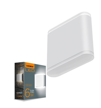 6W vegglampe med opp/ned lys - IP54 utendørs, 2700K, 180°, sort, inkl. lyskilde