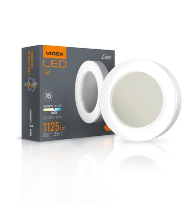 15W LED tak/vegglampe Bulkhead - IP65, 5000K, 19x19cm, hvit kant, IK07, utendørs/våtrom