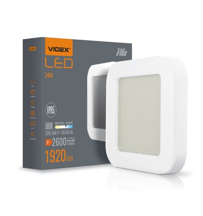 24W LED taklampe - IP65, 32x32cm, 5000K, bulkhead, utendørs/våtrom