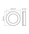 15W LED bulkhead vegg/taklampe, sort - 1550lm, IP65, 5000K, 190x190mm, utendørs/innendørs