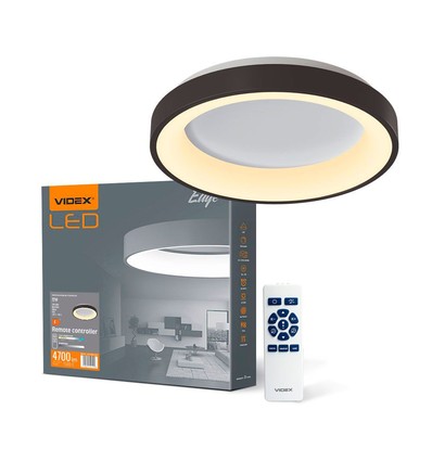 72W LED taklampe med fjernkontroll, RGB+CCT - Dimbar, sort kant, 45x45cm, 4700lm, IP20