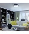 72W LED taklampe med fjernkontroll, RGB+CCT - Dimbar, sort kant, 45x45cm, 4700lm, IP20