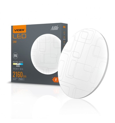 24W LED taklampe - Ø32,6cm, 4000K, IP44, flicker free, hvit kant