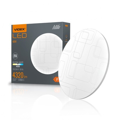 48W Mila LED taklampe - 4320lm, IP44, 4000K, 48x48cm, hvit kant