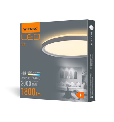18W Ø29,2cm LED takpanel - 100lm/W, 4000K, IP20 innendørs, hvit kant