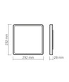 24W LED taklampe, kvadratisk - 2900lm, 4000K, 29x29cm, hvit kant, IP20 innendørs