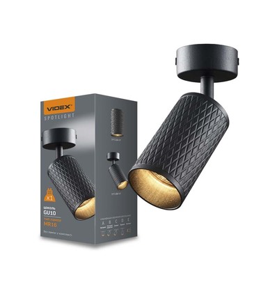 GU10 Vegg/takmontert spot, sort - Prism, aluminium, IP20 innendørs, uten lyskilde