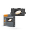 GU10 innbyggingsspot - Sort, kvadratisk, aluminium, IP20, uten lyskilde