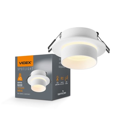 GU10 innfellingsspot - Rund, hvit, aluminium/keramikk, hull: Ø7,6 cm, mål: Ø9,2 cm, max 30W