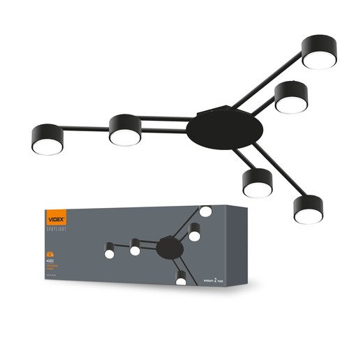 6x GX53 takmontert skinnespot - Sort, uten lyskilde, IP20, max 180W