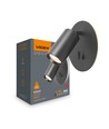 GU10 veggmontert spot med 5W LED backlight - Sort, 2700K, 2x brytere, roterbar, uten GU10 lyskilde