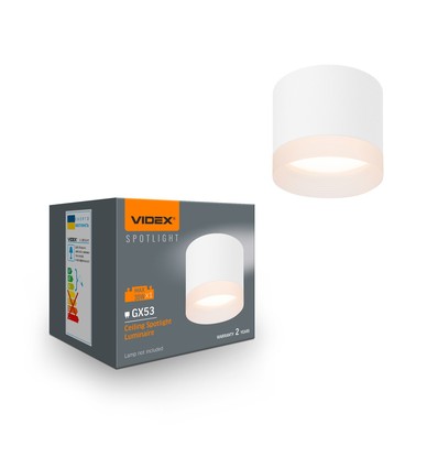 GX53 påbygningsspot - Hvit, Ø8cm, IP20, IK07, uten lyskilde