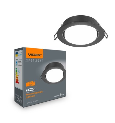 GX53 Downlight - sort, rund, uten lyskilde