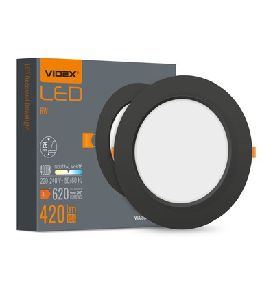 6W Ø11,8cm LED innfellingspanel - 620lm, 4000K, hvit kant, flicker free