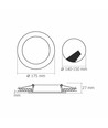 12W sort LED innfellingspanel - 1350lm, 4000K, Hull: Ø2,7 cm, 120 grader beam angle