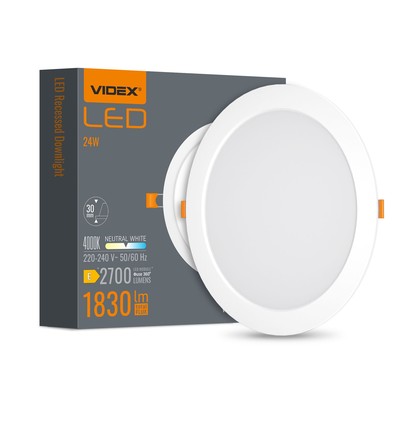 24W Firkantet LED innfellingspanel - 1830lm, 4000K, 29,5 x 29,5 cm, hvit kant, IP20 innendørs