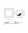 12W Firkantet LED innfellingspanel - 4000K, Hull: 14,5 x 14,5 cm, Mål: 17,5 x 17,5 cm, hvit kant