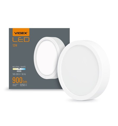 12W Ø17cm LED taklampe - 4000K, 900lm, IP20 innendørs, hvit kant, inkl. lyskilde
