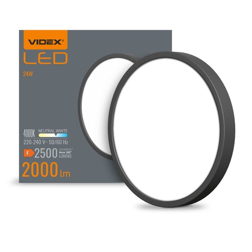 24W LED taklampe, sort - 2000lm, 4000K, IP20, 26,4 x 26,4 cm, inkl. lyskilde