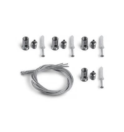 Opphengsett til LED panel - 60 cm wire, sølv stål, komplett sett