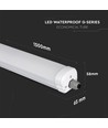150cm 48W vanntett komplett LED-armatur, gjennomgangskoblet - 5760lm, 120lm/W, IP65