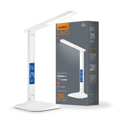 7W LED skrivebordslampe dimbar - Justerbar CCT, 5 lysstyrker, hvit, flicker free, inkl. adapter