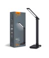 18W LED skrivebordslampe med trådløs lading - 700lm, 5-trinns dimbar, CCT justerbar, sort, flicker free