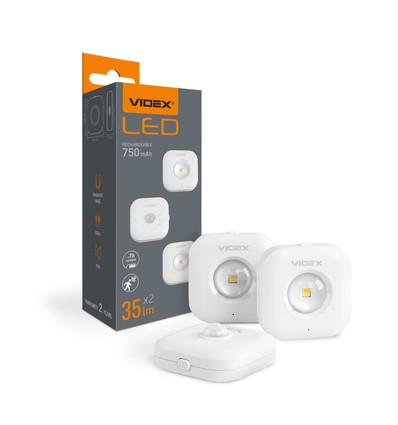 2 stk. oppladbare LED nattlamper - Trådløs bevegelsessensor, 0.5W