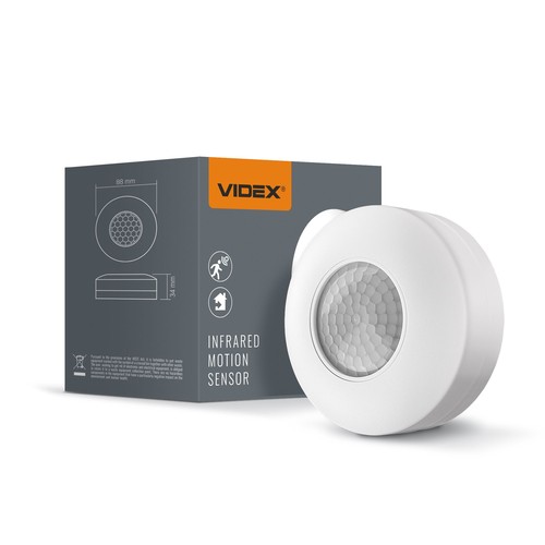 PIR sensor for tak/vegg, 360° - 1200W, IP20, hvit, rekkevidde 2-8m