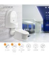 Infrarød PIR bevegelsessensor, hvit - 180° vinkel, 1200W, IP44 utendørs, justerbar tid og lysstyrke