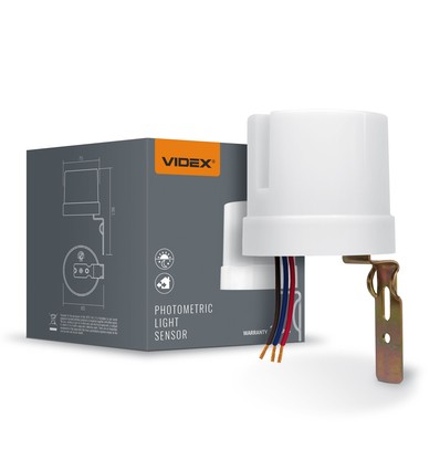 Skumringsrelé 25A - IP44, 5750W, hvit, lyssensor til automatisk tenn/slukk
