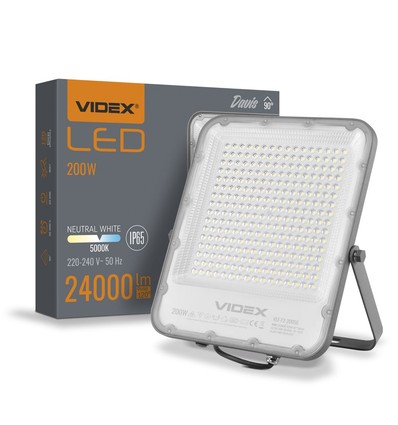 200W LED lyskaster - 150lm/W, 30.000lm, IP65, 5000K, grått kabinett