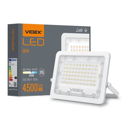 50W LED-lyskaster - 4500lm, IP65, utendørs, hvit/grå