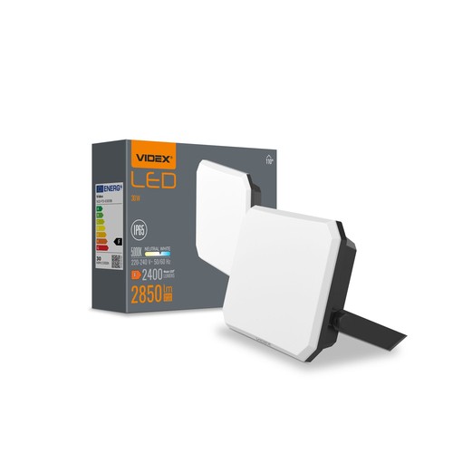 30W LED lyskaster, sort - 2850lm, IP65, 5000K, utendørs, arbeidslampe