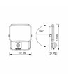 20W LED lyskaster med sensor - IP65, 5000K, sort, utendørs, bevegelsessensor