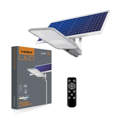 LED Solcelle gatelykt - 2500 lumens, inkl. fjernkontroll, solcelle, IP65