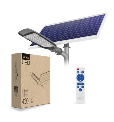 LED solcelle gatelampe - 4300 lumens, inkl. fjernkontroll