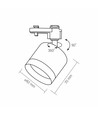 1-faset GX53 skinnespot - Hvit ring, uten lyskilde, 1F2W, Sort