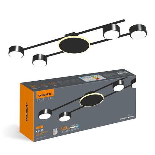 Takspotlampe 4x30W GX53 - 230V, 830lm, 9W baklys