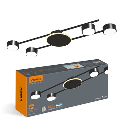 Takspotlampe 4x30W GX53 - 230V, 830lm, 9W baklys