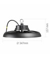 200W LED high bay, 180lm/W - 5000K, IP65, 90 grader, sort kabinett
